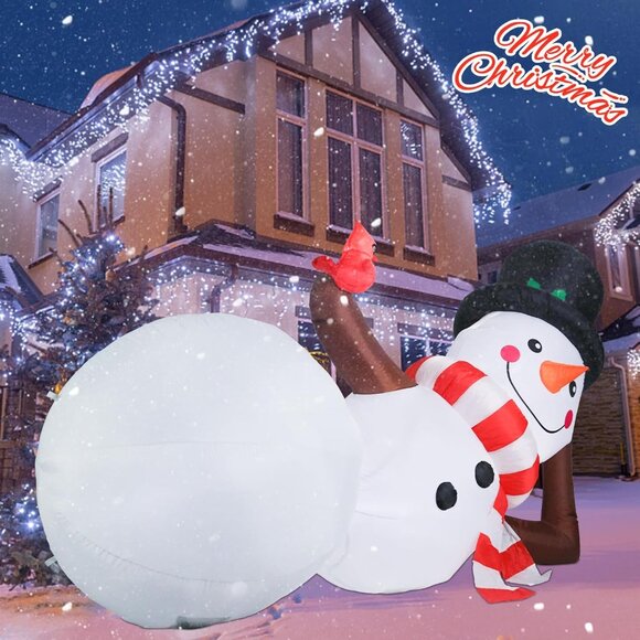 ⚡10FT Christmas Inflatables Giant Snowman & Red Cardinal Outdoor Decorations - Picture 3 of 7